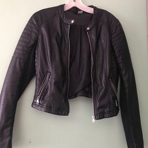H&M Cropped Leather Jacket Size 6